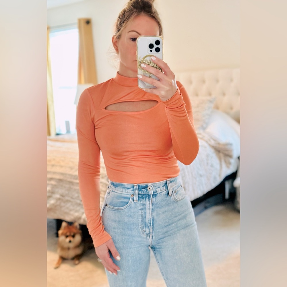 Peach cutout top